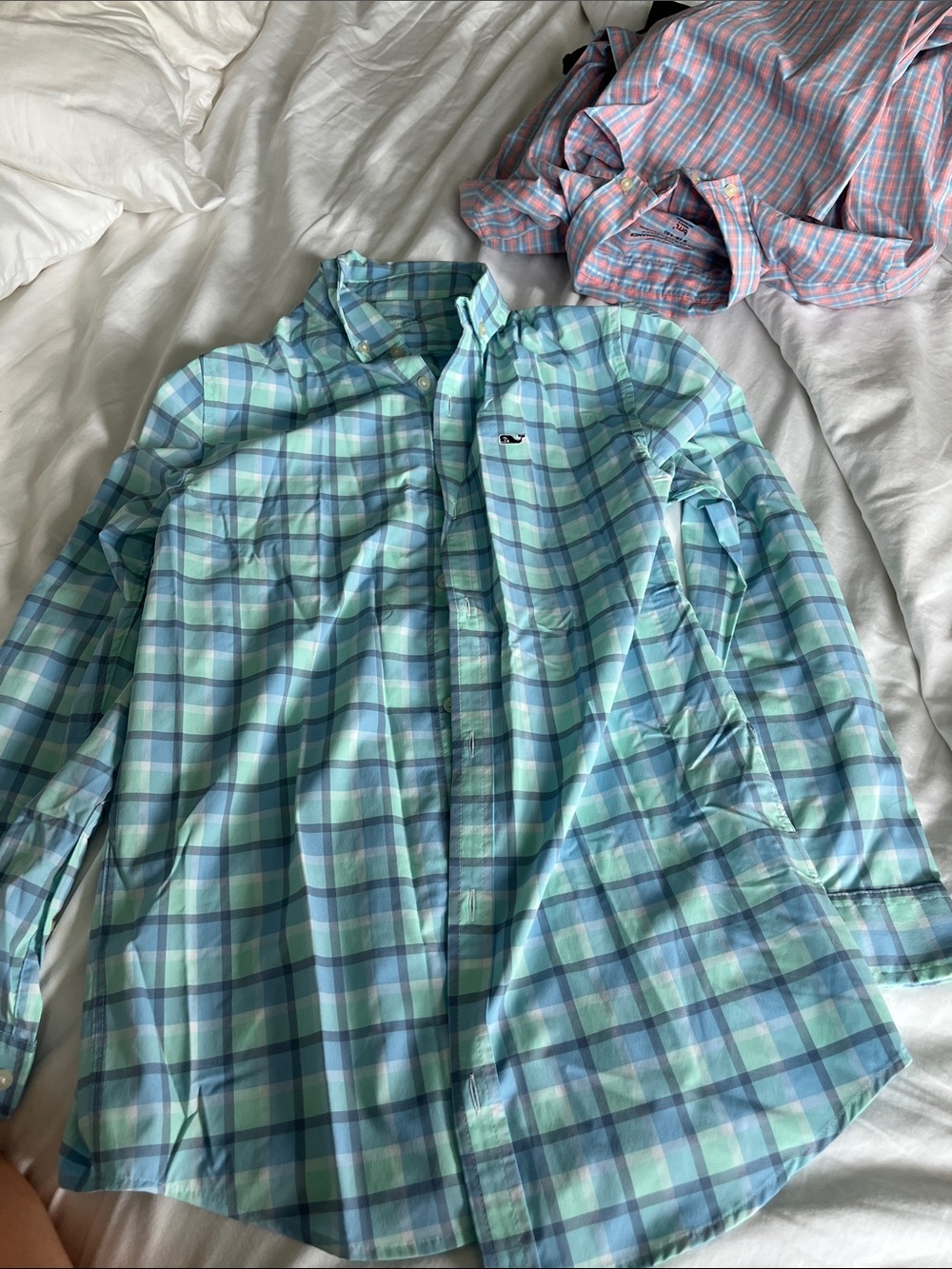 Vineyard Vines Mint & Navy Plaid Button-Down Shirt